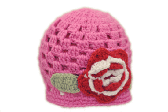 Lillian. Crocheted Flower Hat.
