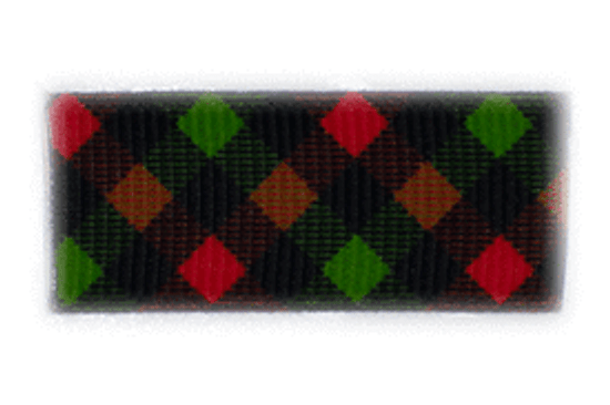 Plaid with red, green, black, and brown