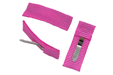 no slip bitty clip for fine hair shown in hot pink from all angles