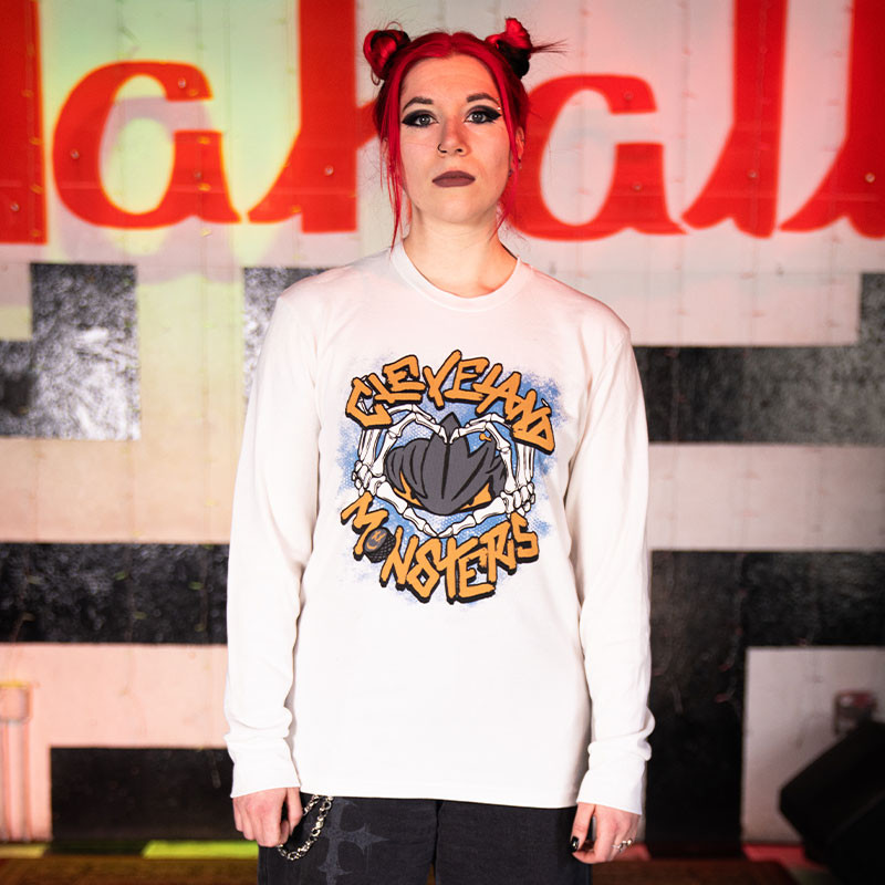 Emo Ice White Skeleton Hands Thermal Long Sleeve Tee | Center Ice