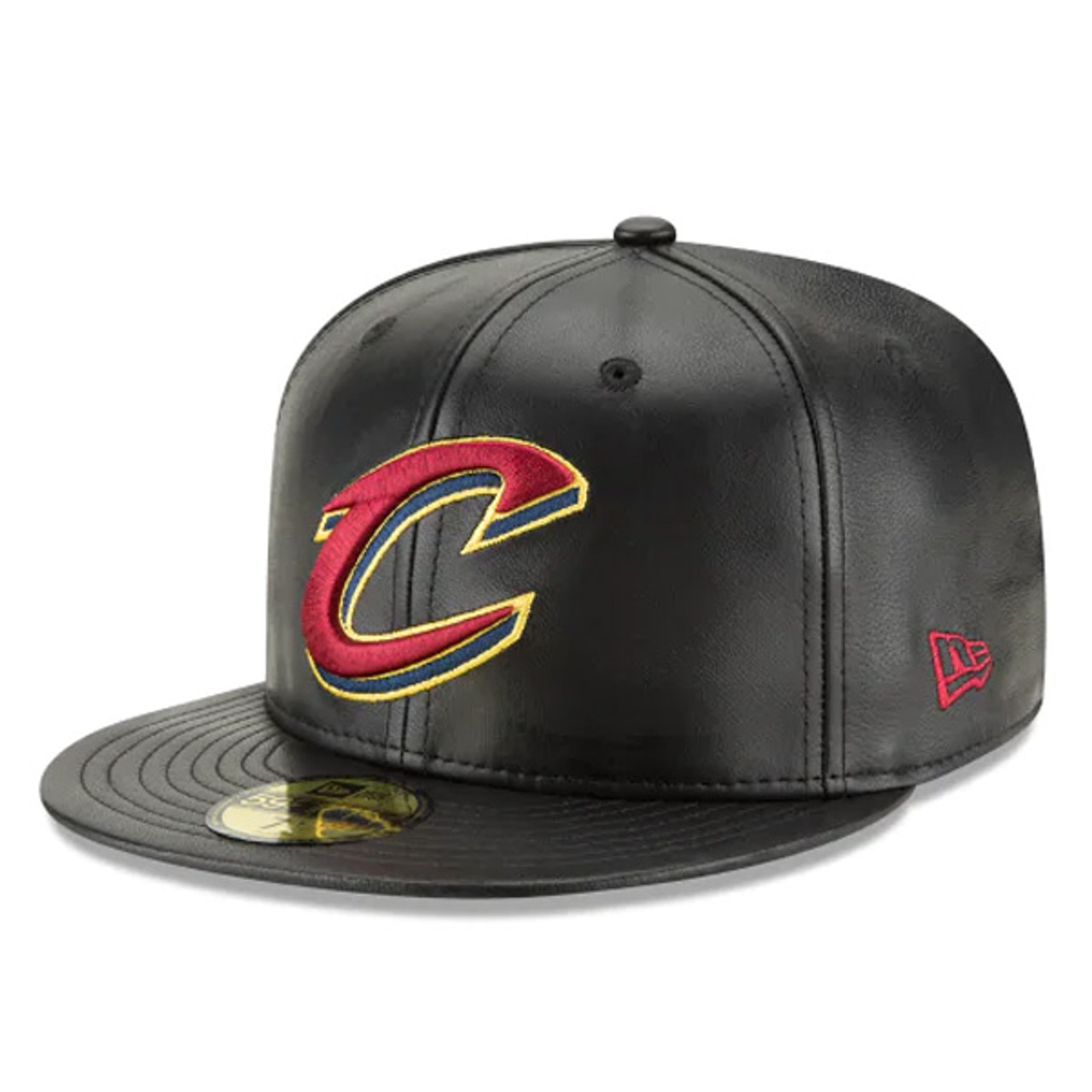 black leather look cap
