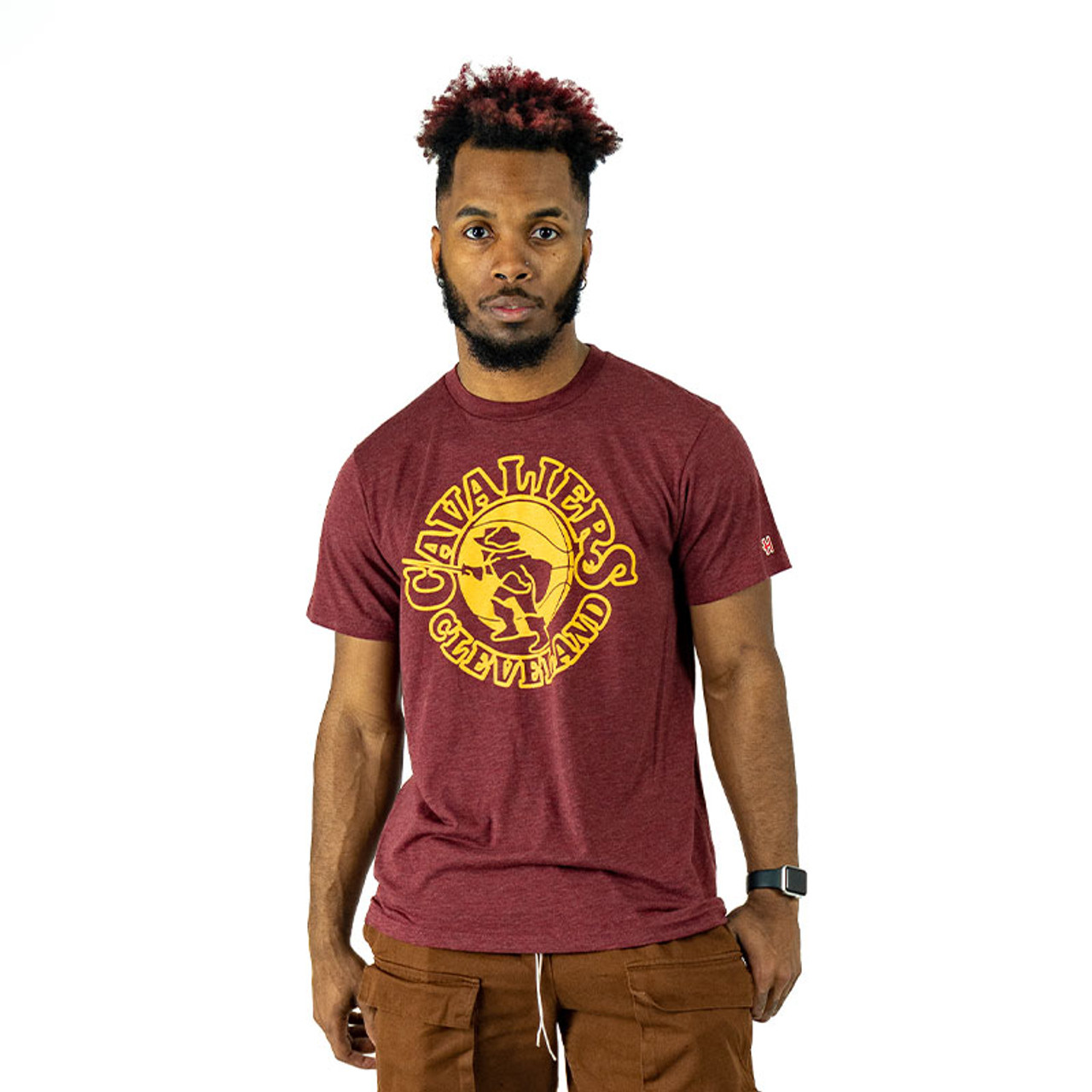 Cleveland Cavaliers Logo T-Shirt from Homage. | Wine | Cleveland Cavaliers Vintage Apparel from Homage.