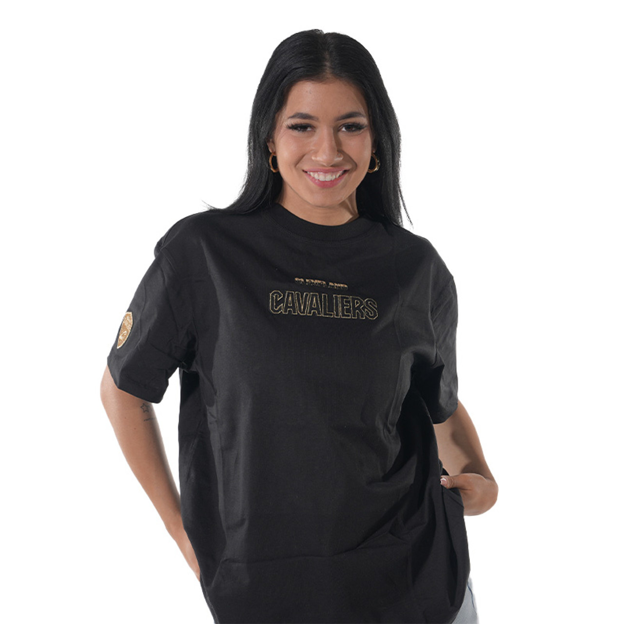 Women's Black and Gold Patch Tee