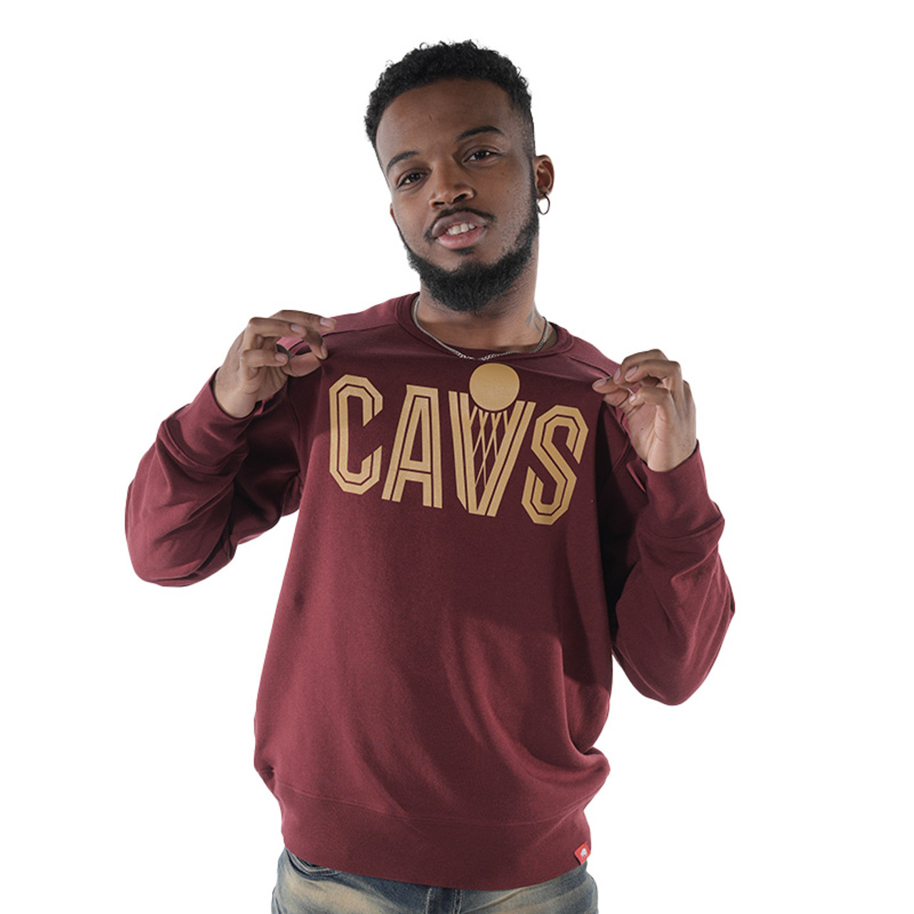 Wine CAVS Crew Sweatshirt Center Court the official Cavs Team Shop