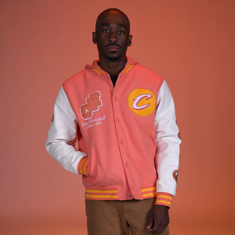 Orange Script C Wool Hooded Varsity Jacket | Center Court, the