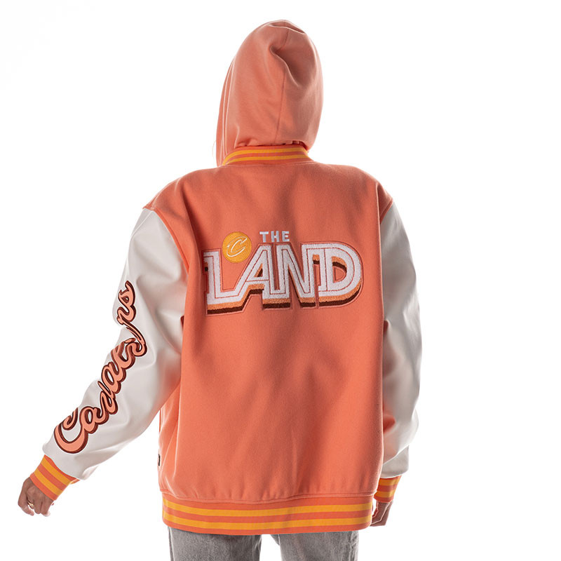 Orange Script C Wool Hooded Varsity Jacket | Center Court, the