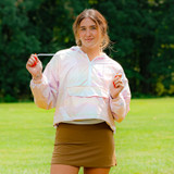 Women's Script C Hologram Half Zip Wind Breaker