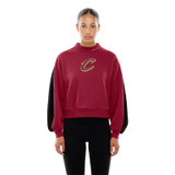 Women's Wine Script C Mock Neck Crewneck