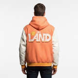 Orange Script C Wool Hooded Varsity Jacket | Center Court, the