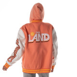 Orange Script C Wool Hooded Varsity Jacket | Center Court, the