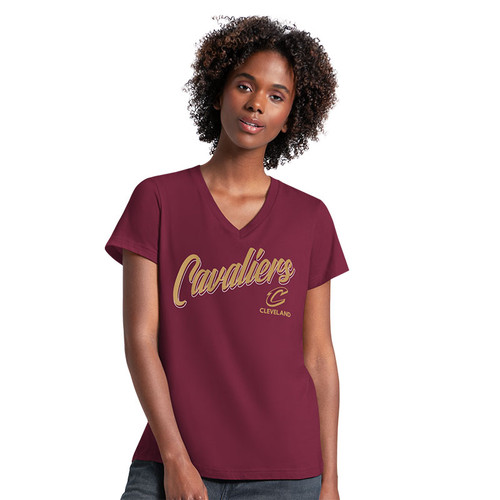 Women's Wine Script V-Neck Tee