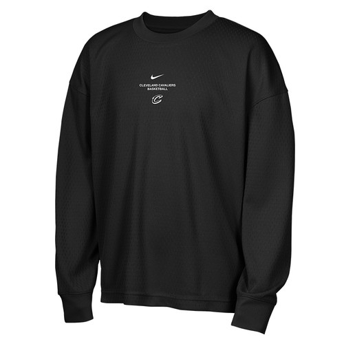 Nike Boys Black Stacked Logo Mesh Long Sleeve Tee