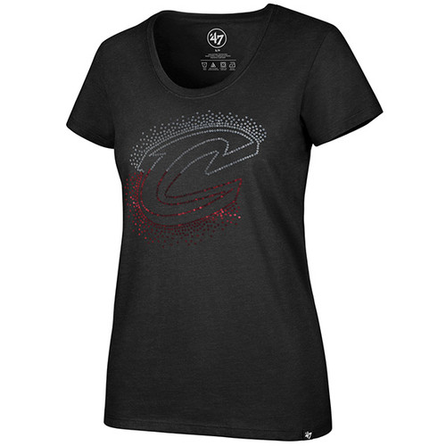 Cleveland Cavaliers Ladies Sequin Glam Tee, Jet Black / Charcoal Cleveland Cavaliers Ladies Sequin Glam Tee, Jet Black / Charcoal