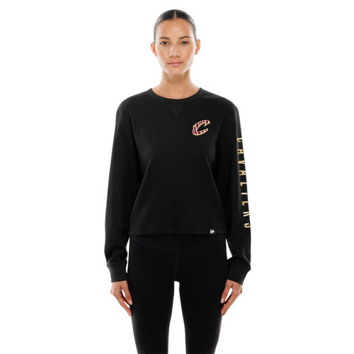 Women's Black Striped Script C Long Sleeve