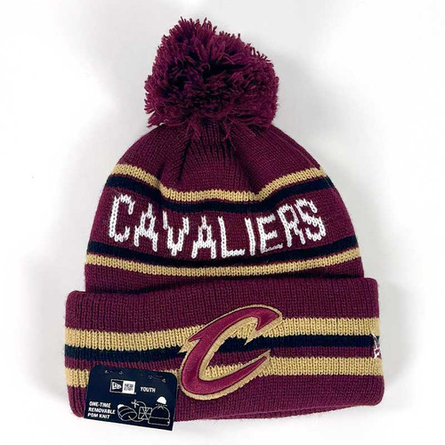 Youth Wine and Gold Script C Pom Knit