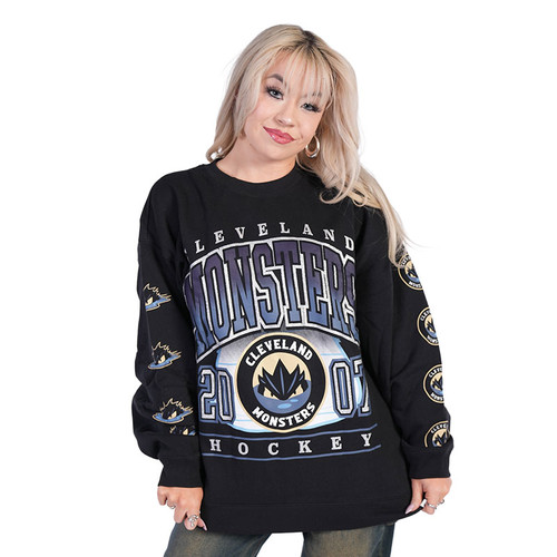 Women's Bessie Black All Over Logo Crewneck