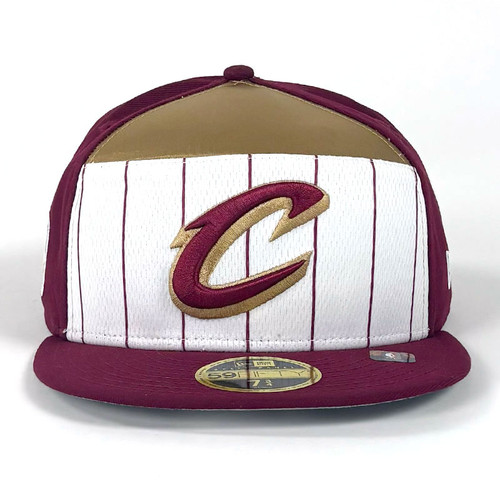 Wine and Gold Pinstripe Fitted Hat