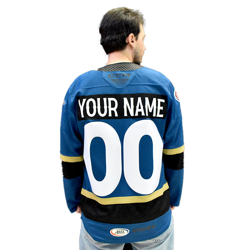 Custom Lake Blue Hockey Jersey Center Ice, the official Monsters