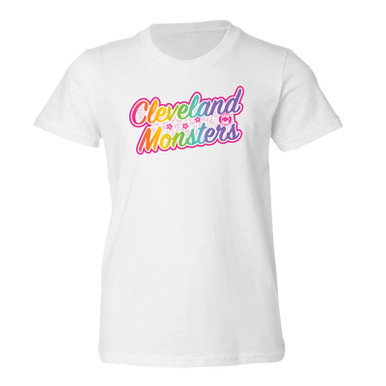 Little Kids Ice White Rainbow Script Tee | Center Ice, the