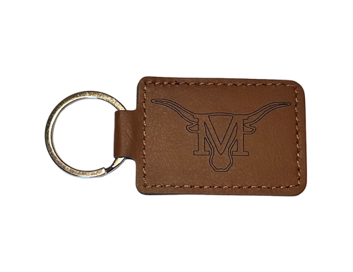 Engraved Longhorn Leather Keychain