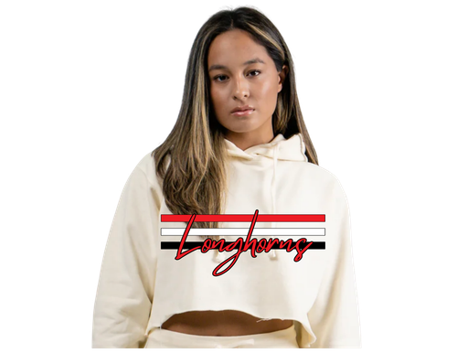 Stripe Longhorn Crop Hoodie