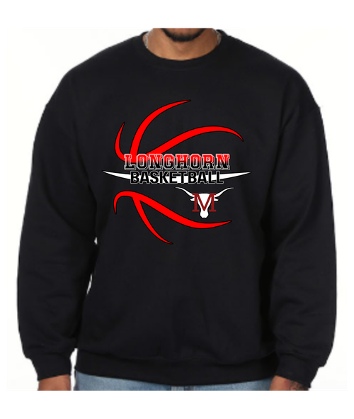Outline Longhorn Basketball Crewneck