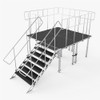 ProX XSQ-8X8 PKG-44 GRU ST3 8' x 8' Social Distancing Area w/ Stairs, Guardrails and Adjustable Legs up to 48"