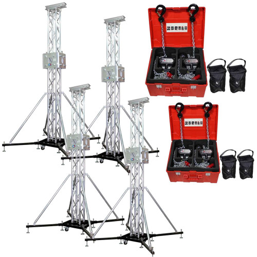 (4) ProX XTP-GSBPACK3 Truss Tower Stage Roofing System Packages with Hoists (4) ProX XTP-GSBPACK3 Truss Tower Stage Roofing System Packages with Hoists