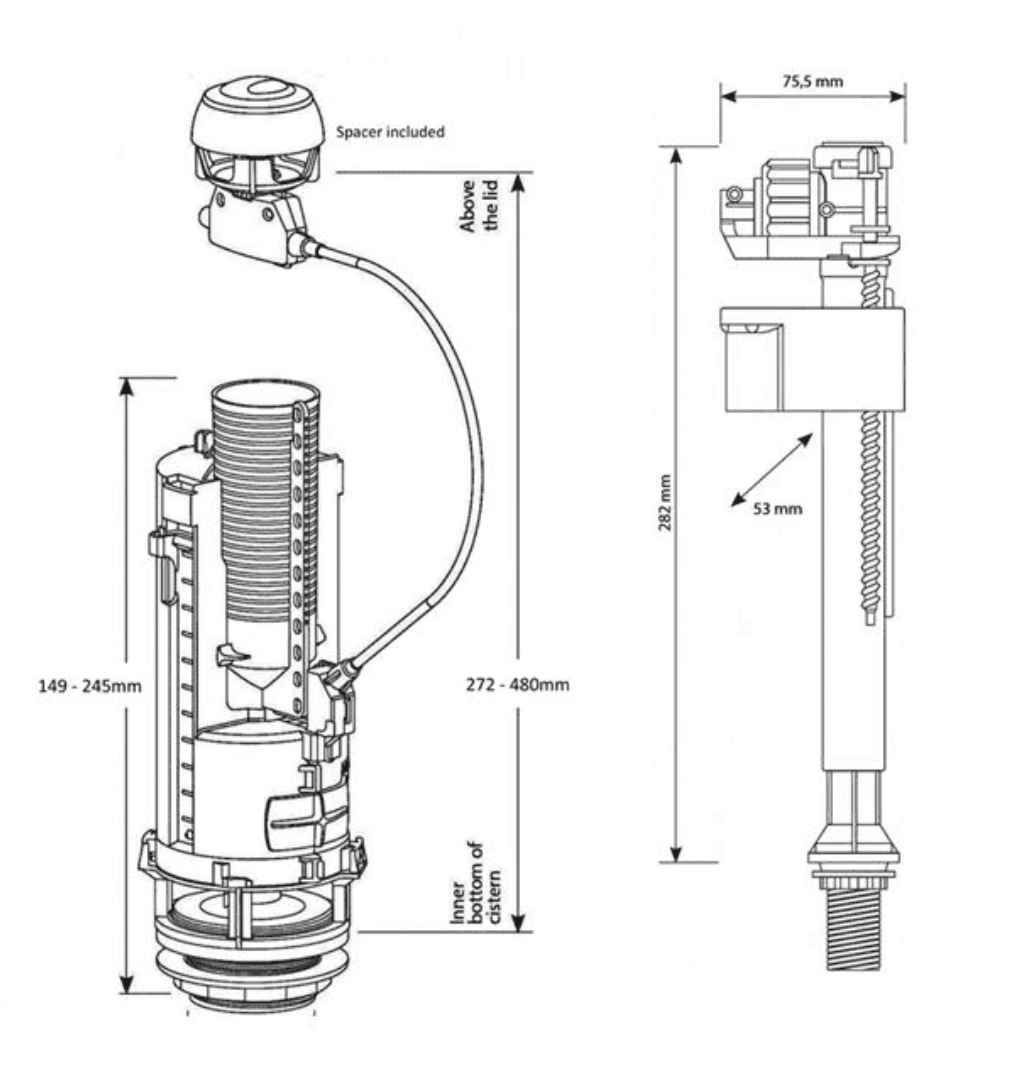 Siamp Complete Optima 2" & 11/2" Dual Flush Valve Cistern Pack