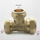 Brass Compression Tee 28mm x 22mm x 22mm CT28222 FTB1487 0000000000000