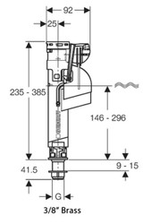 Geberit 281.214.00.1 Type 360 Bottom Entry fill valve 3/8 Brass BSP FTB13372 4025416840763