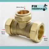 (CT3528) Brass Compression Tee 35mm x 35mm x 28mm FTB1490 