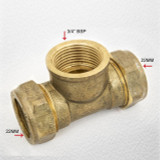 CTFI2234 TEE 22 mm x 22 mm x 3/4" BSP Female BRANCH Brass Compression tee FTB347 5055639141391