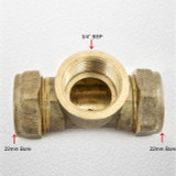CTFI2234 TEE 22 mm x 22 mm x 3/4" BSP Female BRANCH Brass Compression tee FTB347 5055639141391