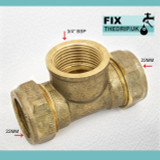 CTFI2234 TEE 22 mm x 22 mm x 3/4" BSP Female BRANCH Brass Compression tee FTB347 5055639141391