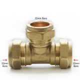 Ftd 22Mm Brass Equal Compression Tee Fitting FTB1369 5055639128576