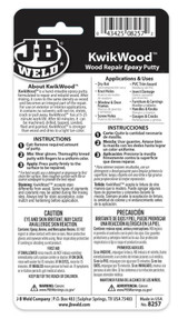 J-B Weld Light Tan Kwikwood 8257 Strength 2450 PSI Cure Time 1 hour  Cure Colour Light Tan FTB2398 043425082572