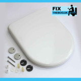 FixtheBog White Soft Close Luxury DuraPlas WC Toilet Seat DShape Top or Bottom Fix Chrome Hinges Heavy Duty DuraPlas FTB2803 5055639196179