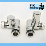 Dual Fuel Angled Corner Heated Towel Rail Radiator Valve Set FTB2046 5055639140059