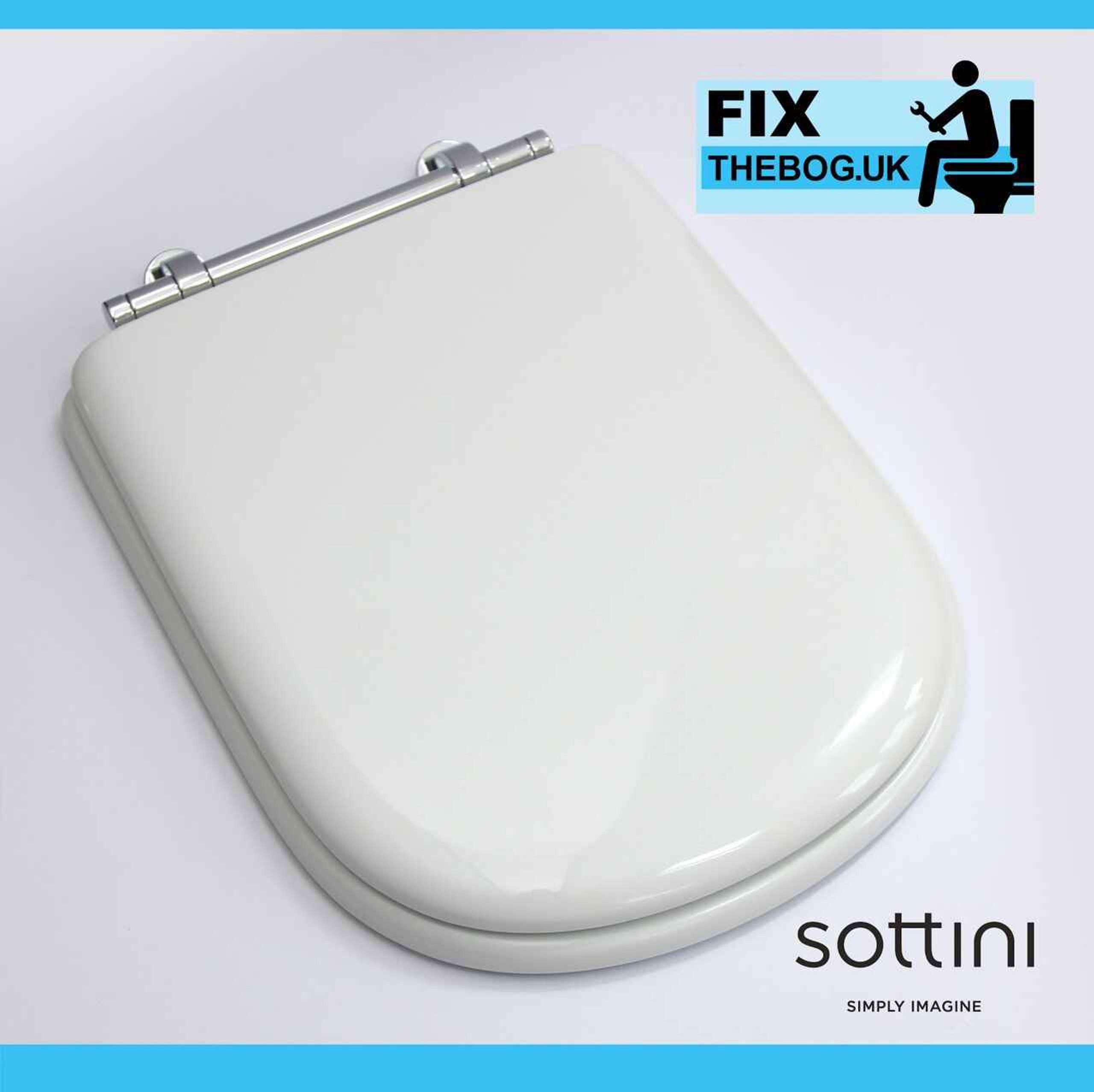 Sottini Reprise Toilet Seat With Cover In White With Chrome Hinges