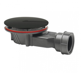 Wirquin 30723786 Slim+ Black Touch Dome Low Profile Waterless Shower Waste for 90mm Trays FTB13088 0000000000000