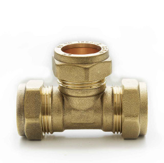 Ftd 22Mm Brass Equal Compression Tee Fitting FTB1369 5055639128576