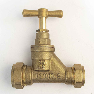 Ftd Brass Compression Stopcock 22Mm Copper X 25Mm Mdpe Bs1010 Poly FTB1587 5055639129436