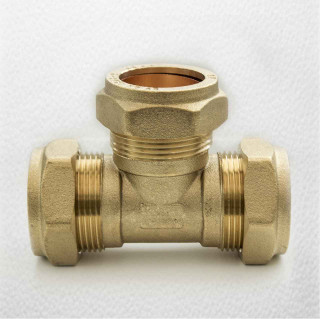 Ftd 28Mm Brass Equal Compression Tee Fitting FTB1475 5055639128620