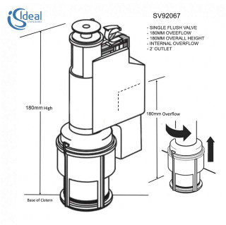 Armitage Shanks SV92067 Flush Valve - 2Inch 180H 180 O/F FTB4111 5055639190092 Armitage Shanks SV92067 Flush Valve - 2Inch 180H 180 O/F FTB4111 5055639190092