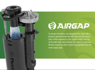 Fluidmaster AirGap 6000 Cistern Fill Valve 1/2 inch Brass Shank BS1212 Compliant FTB11650 5011629023009