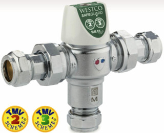 FixtheHeat 15mm Thermostatic Mixing Valve TMV2,TMV3, WRAS and BuildCert Approved Mandatory in New Build properties for bath FTB2852 5031426053375