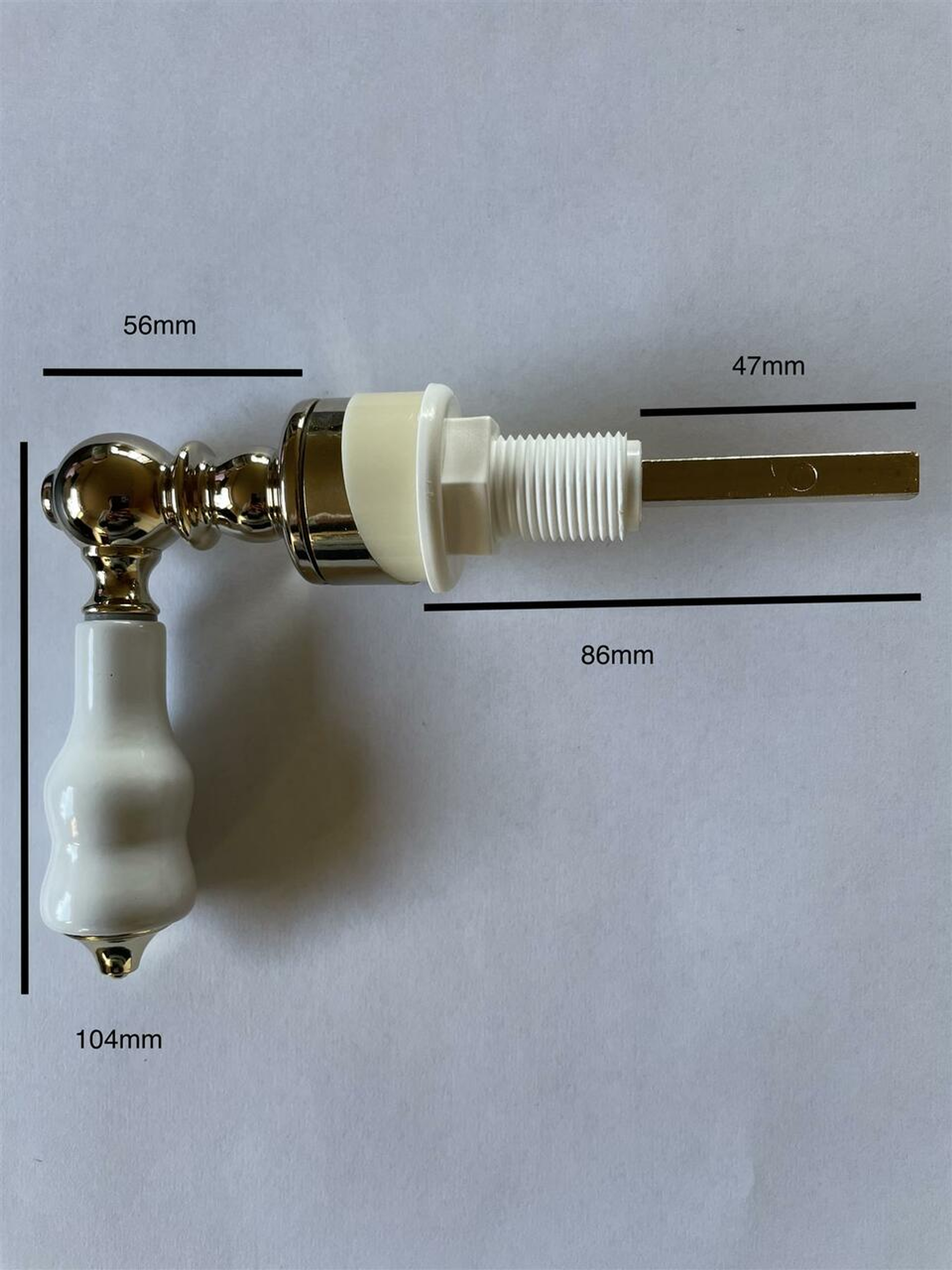 Gold Heritage Curved Cistern Lever with White Ceramic Handle