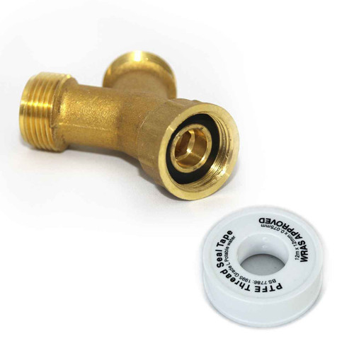 Washing Machine Hose and Tap Brass Y Piece Splitter to add a Dishwasher Tape FTB2873 5055639196087