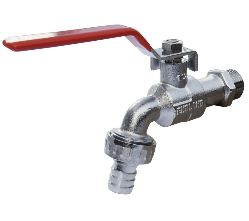 Pegler 262001 chrome plated hose union ball type bibtap red lever FTB130010 5013866039966